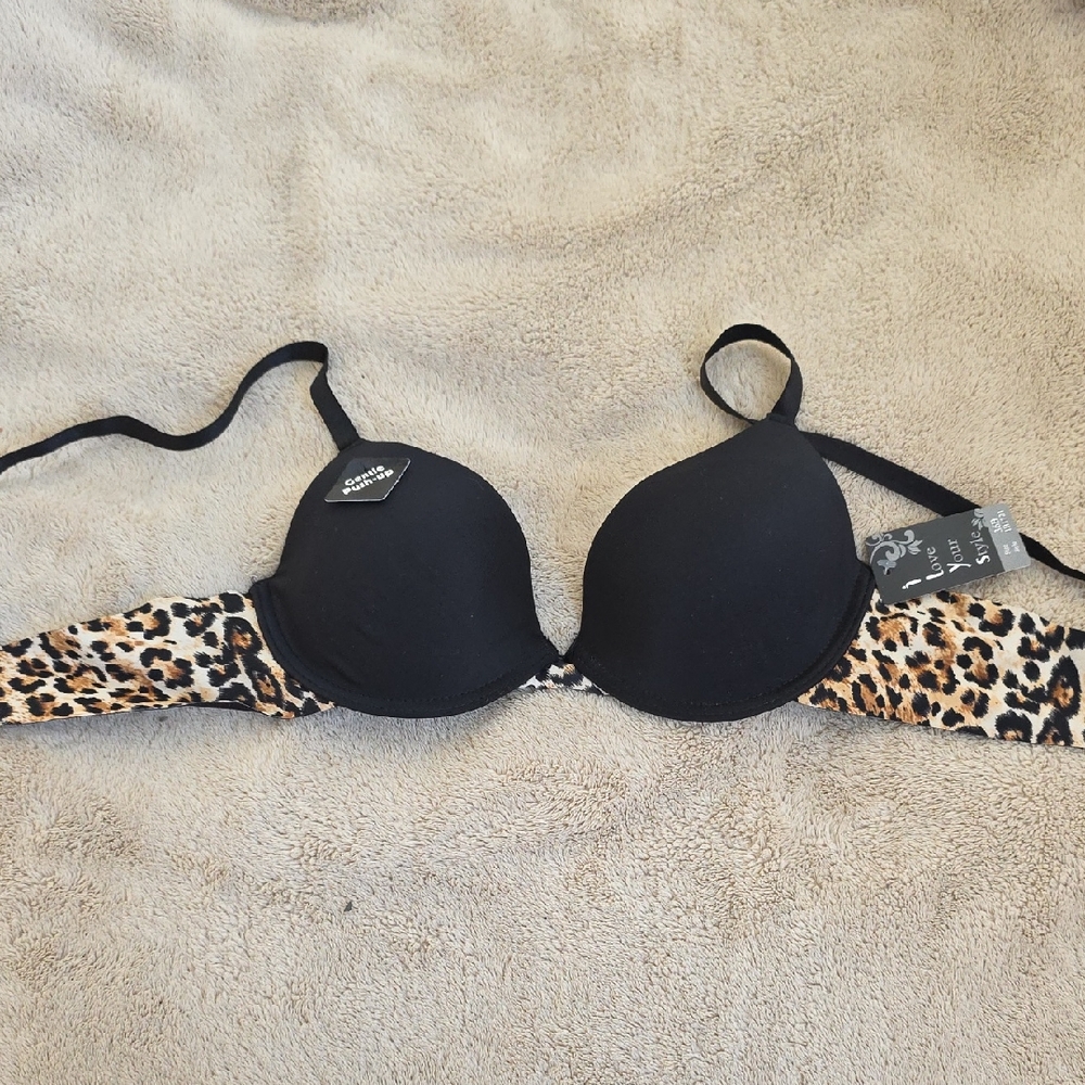 Black and Animal Print Bra